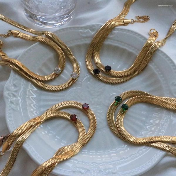 Colar brincos conjunto tendência de aço inoxidável grande zircão cobra pulseiras gargantilha colares colorido cz lâmina corrente para mulheres festa jóias