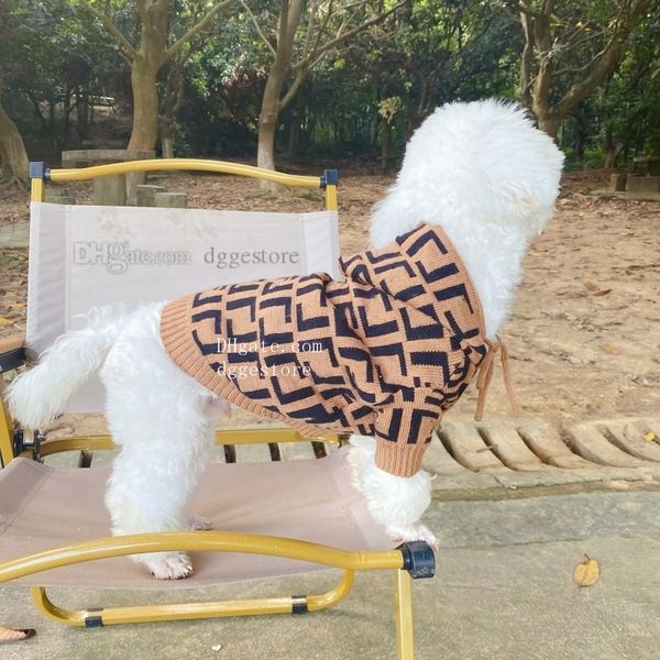 Designer-Hundekleidung, Winter-Hundebekleidung, warmer, weicher Hundepullover, Kapuzenpullover mit klassischem Buchstabenmuster, Haustierjacken für kaltes Wetter, Strickmäntel für kleine und mittelgroße Hunde, S A862