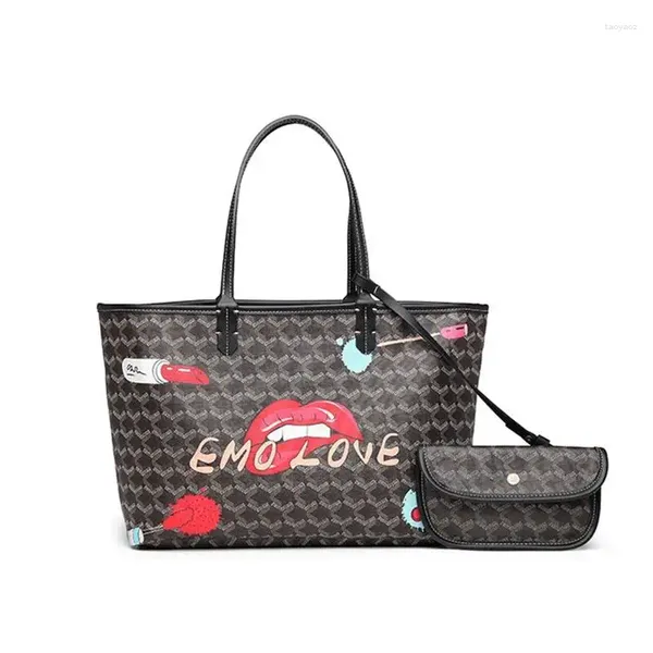 Abendtaschen EMO LOVE Große Kapazität Graffiti Tote Umhängetasche Luxus Designer Mode Pendler Handtasche Wasserdichte Shopping Hund Zahn