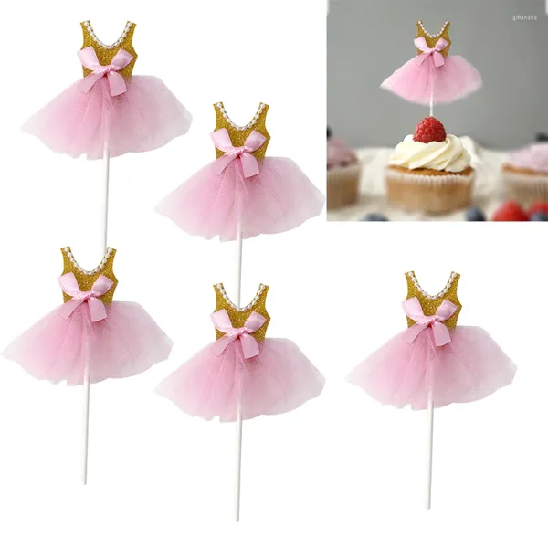 Ferramentas para bolo 5 peças, suprimentos para festa de bebê, decorações de feliz aniversário, chá de meninas, escolhas de bailarina