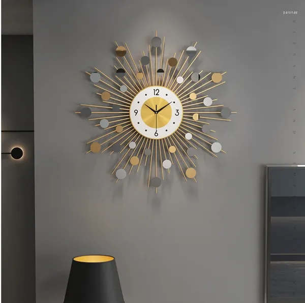 Relógios de parede Nordic luxo ferro forjado arte casa sala de estar fundo pendurado artesanato clube el lobby adesivo decoração