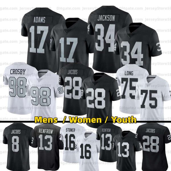 17 Maglia da calcio Davante Adams Josh Jacobs Maxx Crosby 10 Maglia personalizzata Jimmy Garoppolo Hunter Renfrow Bo Jackson Michael Mayer Jones Charles Woodson