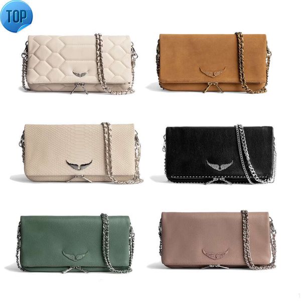 Mens Zadig Luxurys Pochette Rock Clutch Bag Swing Your Wings Bolsa Voltaire Designer Couro Clássico Mulheres Cross Body Totes Chain Make Up Flap Lady6