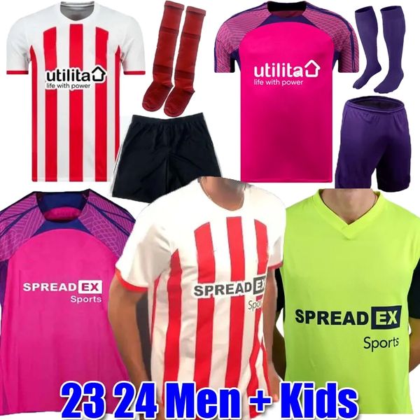 23 24 SUNDERLAND Heim-Auswärts-Fußballtrikots BELLINGHAM STEWART SIMMS ROBERTS CLARKE DAJAKU EMBLETON SEELT EVANS O'NIEN PATTERSON Fußballtrikot PRITCHARD