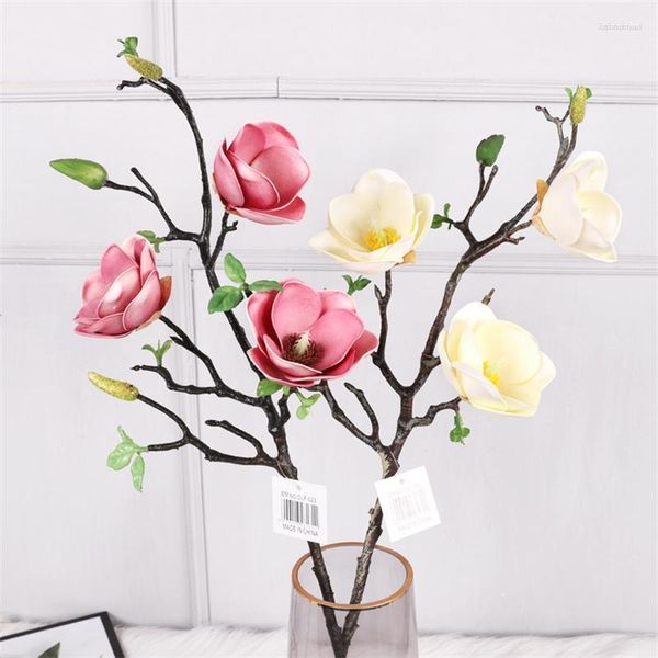 Fiori decorativi Simulazione Bud Heart Magnolia Decorazione interna per la casa Composizione floreale Soggiorno classico cinese