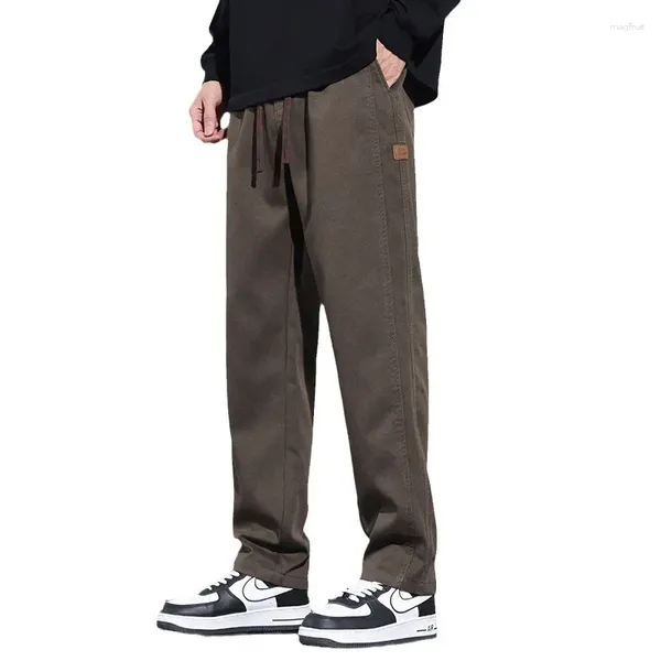 Männer Hosen Gerade Rohr Hosen Koreanische Mode Herbst Trend Lose Anliegende Breite Bein Jogger Mann Casual Taktische Für Männer