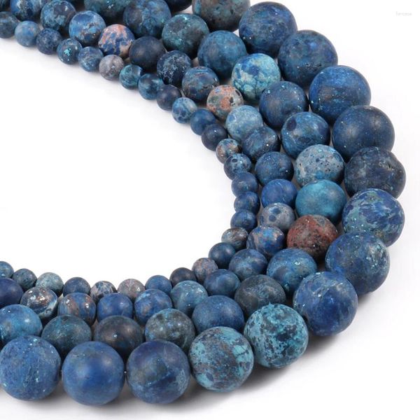 Grânulos naturais fosco pedras azul americano howlite turquesa redonda solta para fazer jóias diy pulseira acessórios 15 ''4-10mm