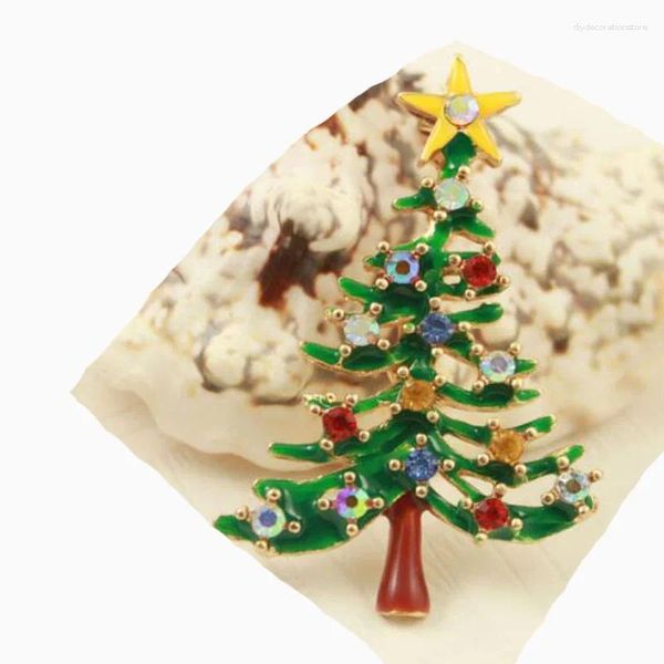 GG Spille eleganti Design del marchio Verde colorato Rhinestone Pearl Xmas Christmas Tree Badge Gift