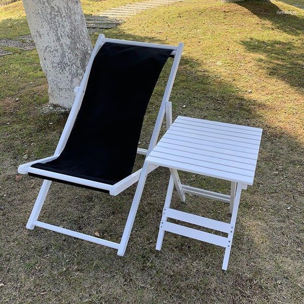 Camp Furniture Lunch Chairs Tragbarer Klappstuhl aus Holz und Segeltuch für den Außenbereich