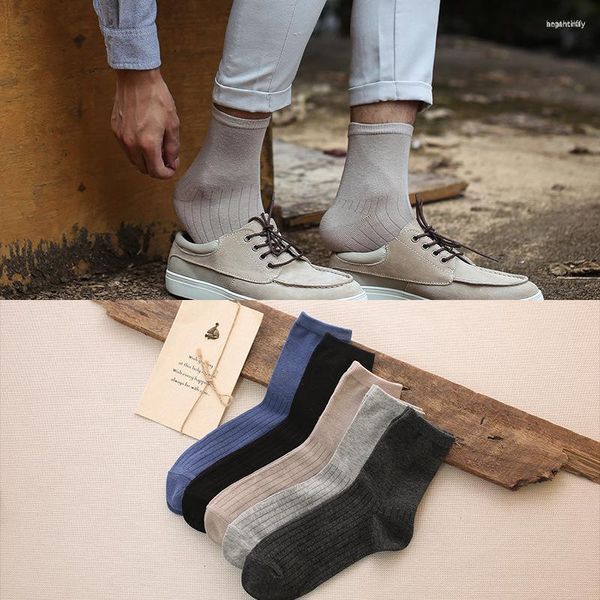 Herrensocken für Herren, 5 Paar, große horizontale Stange, Herren, Baumwolle, abstrakt, dick, Spleißen, Farbe, lässig, mittlere Röhre, klassisch, Business