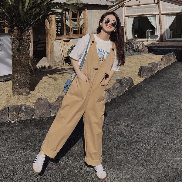 Frauen Hosen Breites Bein Fracht Strap Overall 2023 Frühling Sommer Frauen Street Hip Hop Lose Beiläufige Latzhose Overalls Hosen 0017