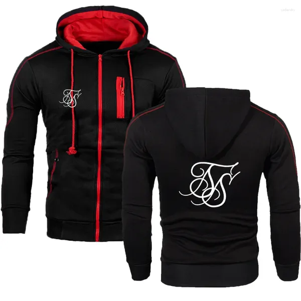 Hoodies masculinos sik seda 2023 primavera outono impressão hoodie moda zíper manga longa casaco harajuku negócios casual moletom com capuz