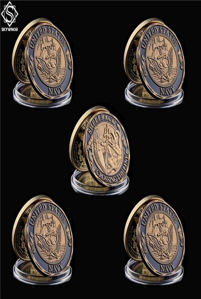 5 pezzi USA Copper Challenge Craft Navy Shellback Crossing the Line Sailor Military Souvenir Value Coin9846066