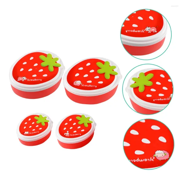 Stoviglie 4 pezzi Crisper per fragole portatile Bento Holder Lunchbox Mini Contenitore Pp Bambino