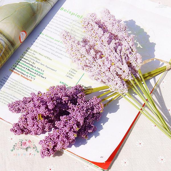 Flores decorativas 20 peças / pacote PE Lavanda Artificial Planta Natural Parede Decoração de Casamento Buquê Manual de Material para Uso Doméstico Diy