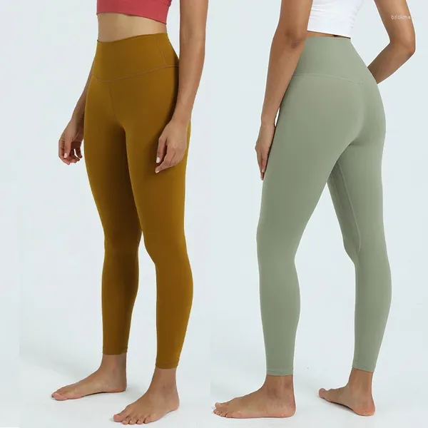 Pantaloni attivi 2023 Leggings da yoga in nylon da donna con logo Collant traspiranti per sollevamento fianchi a vita alta Allenamento Palestra Ciclismo all'aperto Jogging