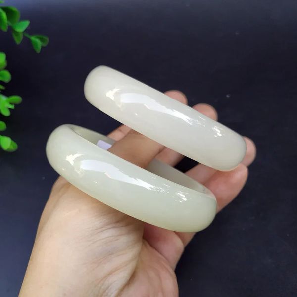 Bangle Ruifan Alta Qualidade Branco Jade Bangle Pulseira Charme Jadeite Jóias Moda Amuleto Presentes para Mulheres Jóias Finas YBR583 231021