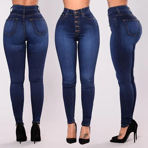 Jeans femininos 2023 senhoras Europa e os Estados Unidos Plus Size Cintura Alta Stretch Slim Denim Calças Mulher