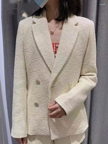 Giacche da donna Prezzo di liquidazione Giacca in tweed tinta unita Colletto rovesciato Manica lunga Doppio petto Cappotto caldo da donna alla moda