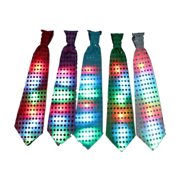 Cravatta con fiocco luminoso a LED per adulti, uomini e donne, festa di compleanno, cerimonia di laurea, decorazione di nozze con paillettes leggere