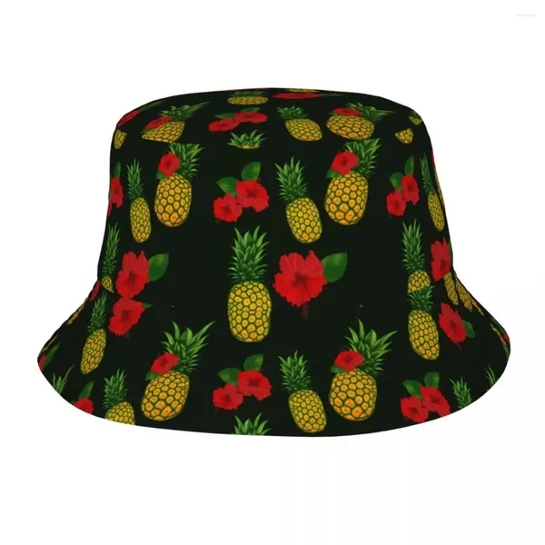 Береты женские шляпа боб с цветами и ананасами фрукты дорожные головные уборы защита от ультрафиолета Спорт на открытом воздухе рыбацкая Панама падение
