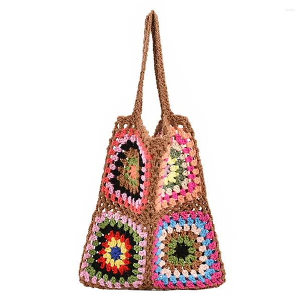 Abendtaschen Frauen Retro Weben Tasche Ethnischen Stil Gestrickte Vintage Böhmischen Weiche Aushöhlen Bunt Gewebt Für Weibliche Mädchen