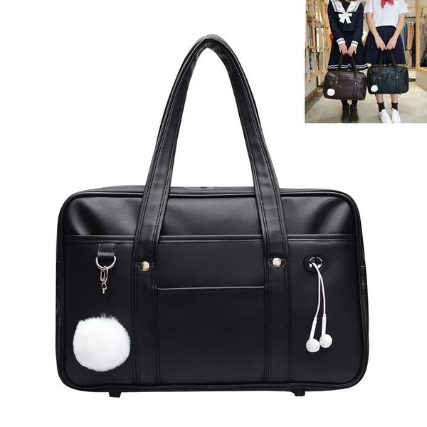 Borse da sera Borsa da scuola cosplay giapponese Borsa a tracolla messenger uniforme JK con fori Pelle PU giapponese Blck 231023