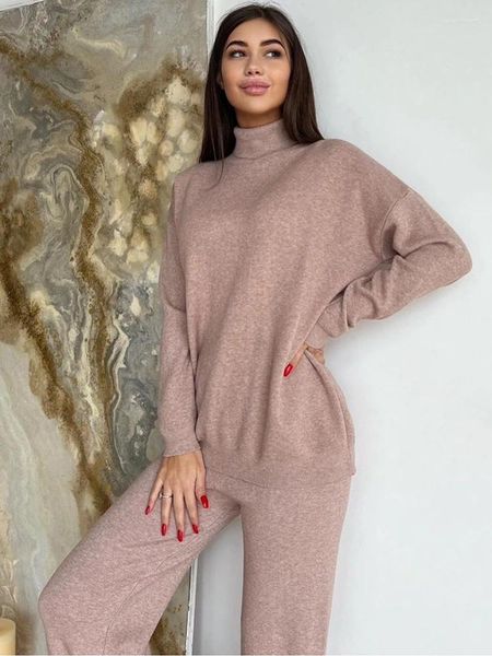 Kadın Hoodies 2023 Sonbahar Gündelik Kadınlar Örme İki Parçalı Set Külot Üstler Yüksek Bel Pantolon Take Femme Moda Zarif Takip