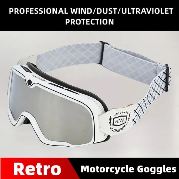 Açık Gözlük HVA Retro Motosiklet Gözlük Kayak Gözlükleri Motokros Güneş Gözlüğü Vintage Kask Bisiklet Yarış Cafe Racer Chopper MTB ATV 231023