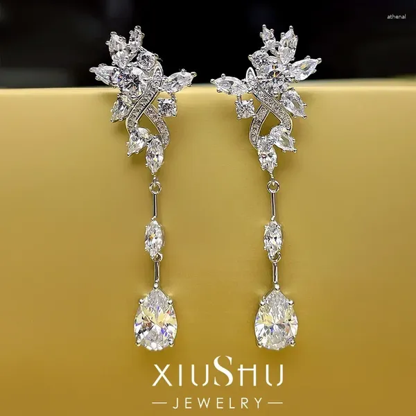 Brincos Xiushu Importados Diamante de Alto Carbono 925 Pure Silver Ear Studs 2023 Senso Moderno e Avançado
