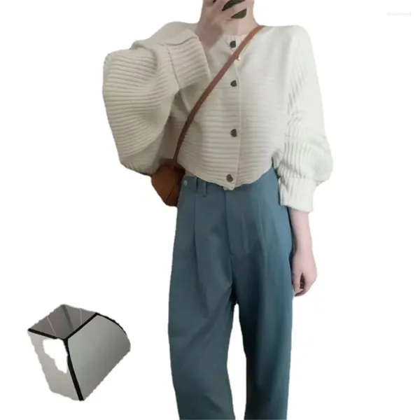 Kadın Sweaters 2023 Sonbahar/Kış Nazik ve Tembel Stil Örme Süveter Ceket Gevşek Yarasa Kollu Top