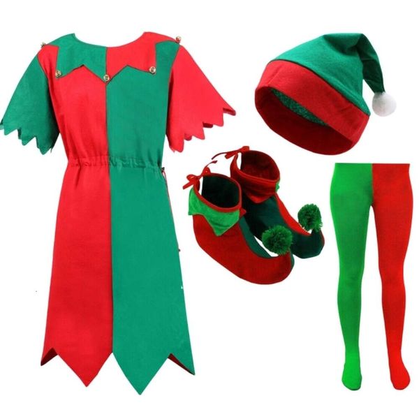 Costume cosplay di Natale Costume cosplay da donna Designer Abbigliamento per bambini Abbigliamento genitore-figlio per ragazzi e ragazze Cosplay Simpatico clown elfo verde