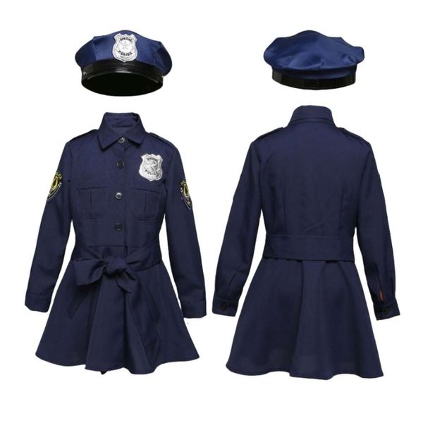Костюм на Хэллоуин Женский дизайнерский косплей Костюм Хэллоуин Детский костюм Косплей Милая полицейская форма для девочек Тонкая цельная полицейская юбка с длинными рукавами