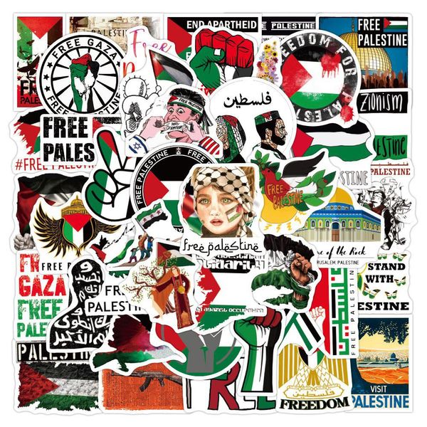 50 Stück kostenlose Palästina-Aufkleber, Palästinenser-Graffiti-Aufkleber für DIY Gepäck, Laptop, Skateboard, Motorrad, Fahrrad