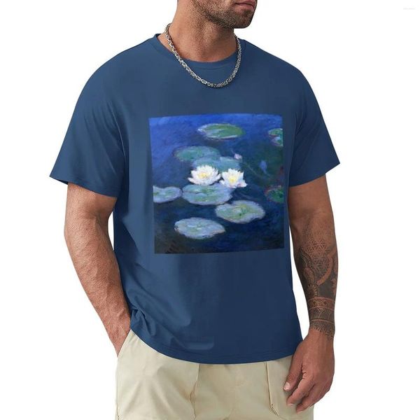 Herren-Poloshirts, zwei Seerosen, Monet-Kunst-T-Shirt, schnell trocknendes Hemd, individuelle T-Shirts mit Grafiken für Männer