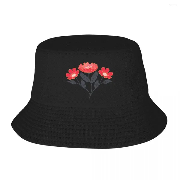 Berets Wildflower Bouquet Padrão Floral Bucket Chapéus Panamá para Crianças Bob Pescador Ao Ar Livre Verão Praia Pesca Unisex Caps