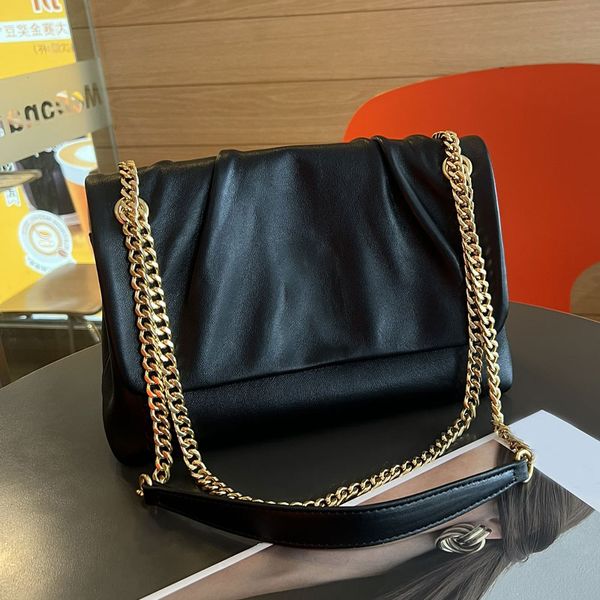 Borse a tracolla firmate Borsa a tracolla sotto le ascelle firmata da donna Borsa in vera pelle Moda Pelle di alta qualità Catena di metallo lucido Lettera classica Nero Marrone