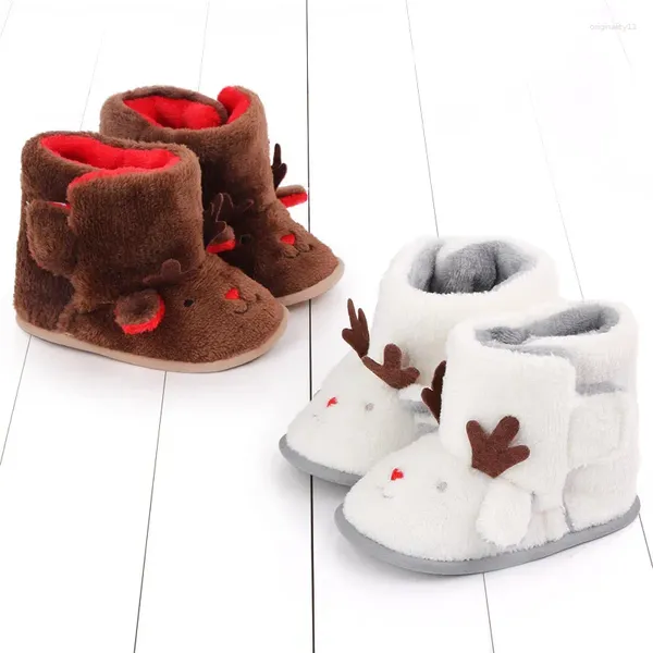 Botlar 2024 Kış Bebek Kar Sevimli Karikatür Hayvan Erkek Kız Ayakkabı Born Sıcak Kürk İlk Yürüteçler Noel Hediyesi İçin