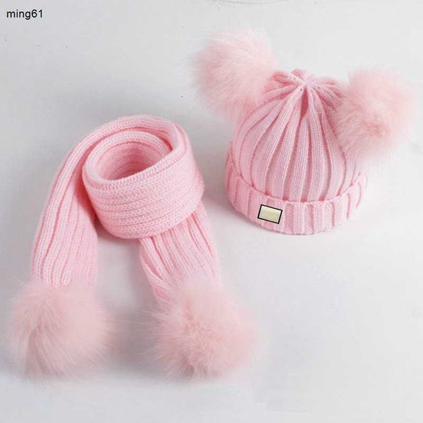 Set di sciarpe per cappelli lavorati a maglia di marca per neonati Berretti invernali per bambini Chapeu berretti in cotone per ragazzo e ragazza di alta qualità