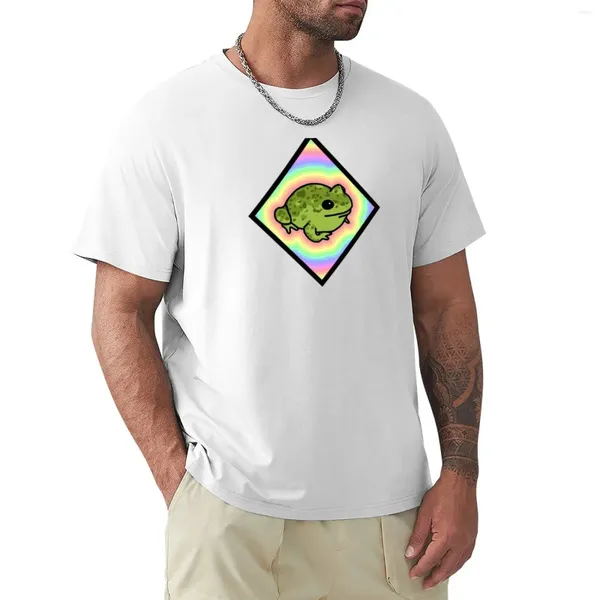 Polos masculinos Diamond Pastel Frog Camiseta preta Camisetas masculinas de anime