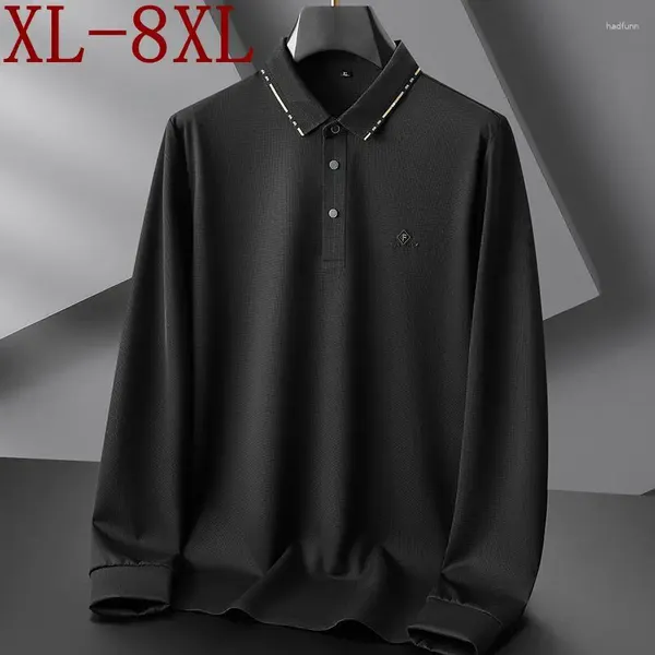 Polos masculinos 8xl 7xl 6xl 2023 outono inglaterra estilo camisa polo masculino topos camisas dos homens high end confortável masculino t-shirts