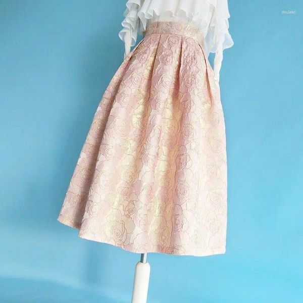 Юбки 2023, летняя сетчатая юбка средней длины с цветочной вышивкой, женская милая юбка до колена с высокой талией, длинное бальное платье B130