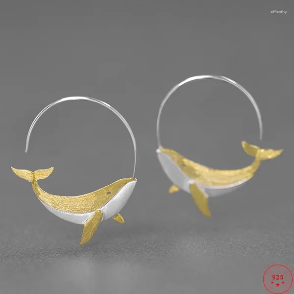 Rücken Ohrringe S925 Sterling Silber Clip für Frauen Mode natürliche künstlerische Wal vergoldet Ohrclip Schmuck