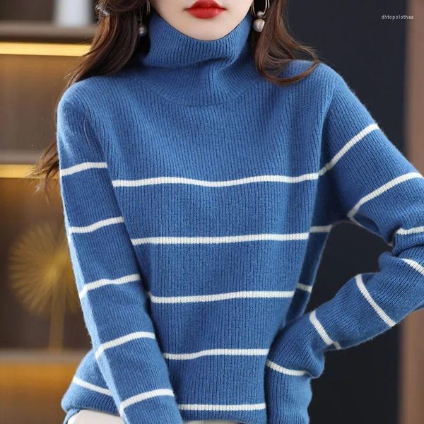 Kadın Sweaters Sonbahar ve Kış Yün Sweater Üst düzey Kore Moda Örgü Külot Gevşek Yüksek Yakalı Kaşmir