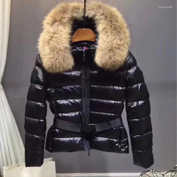 Frauen Unten Jacke Große Marderhund Pelz Kragen Herbst Winter Mode Warme Mantel Oberbekleidung Parkas Weibliche