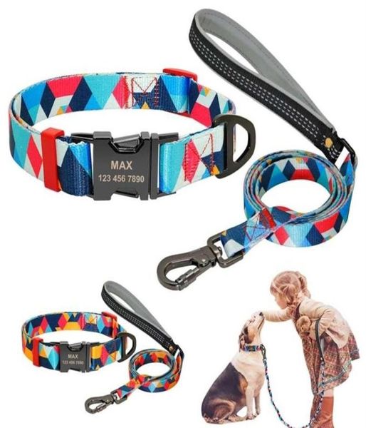 Guinzaglio per collare per cani personalizzato Set targhetta personalizzata stampata ID guinzaglio in nylon per etichetta per animali domestici incisa Pitbull 220208236C9539218