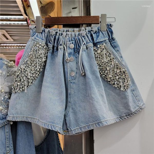 Jeans pour femmes Streetwear Fashion Fashion Denim Shorts Femmes High Waist Beading Patchwork Casual Short Feminino Loose All-Match Summer