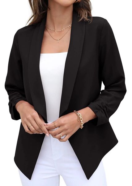 Damen-Anzüge, Blazer, Damen-Freizeitblazer, Anzug, 3/4-Ärmel, Arbeits- und Bürojacken, taillierter, verkürzter Blazer, Größe S-2XL231023