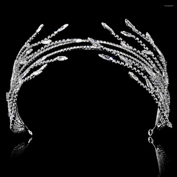 Grampos de cabelo YCDZSWWL Forma de ramo feminino elegante luxo nupcial tiaras de cristal noiva bandana senhoras jóias de casamento