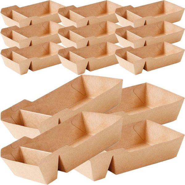 Piatti 30 pezzi di carta Kraft Snack Box Bag Contenitori porta caramelle per feste Contenitori Tazza per popcorn